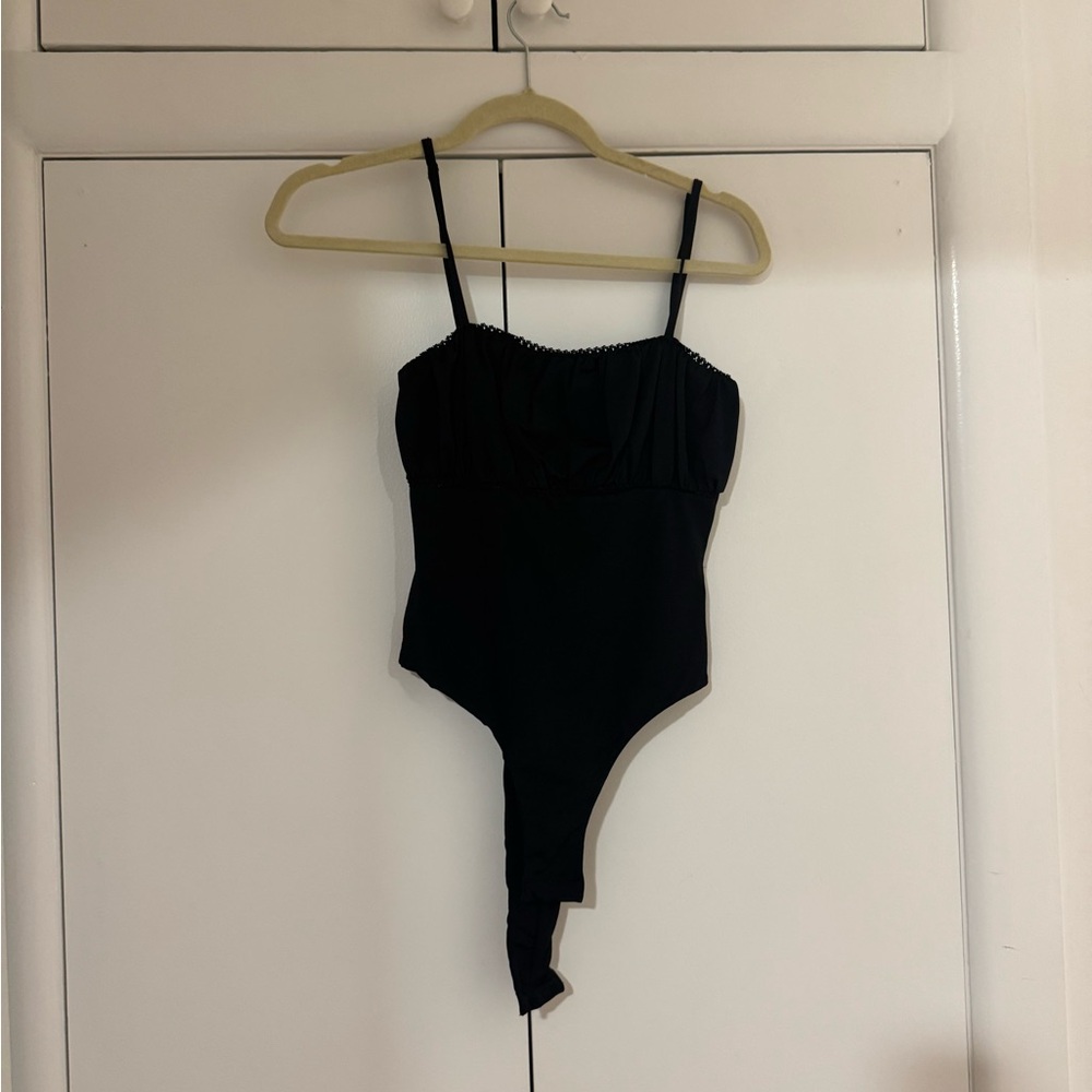 Princess Polly Black Lace-Trim Bodysuit